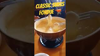 Classic fondue 🫕 in a Swiss mountain buvette #switzerland #fondue #winter #cheese