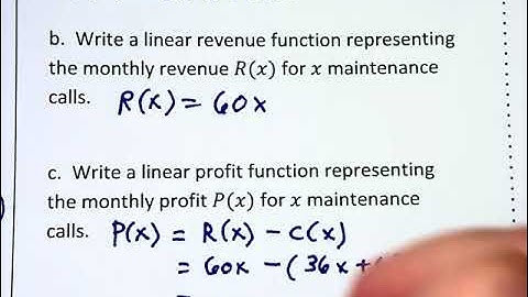 2.5c - Application of Linear Functions - Cost and Profit