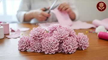 WOW! Easy DIY Dahlia Flower from Pink Denim Fabric — Looks So Real & Gorgeous!