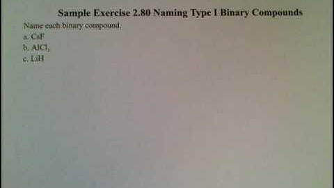 Sample Exercise 02.80 Naming Type I Binary Compounds