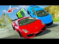 Crash Hard 2.0 SLOPE Lamborghini Downhill DESTRUCTION! UPGRADED Lambo Crashes - BeamNG Multiplayer