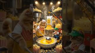 Tiny Chef Cats Making Giant Popcorn 🍿