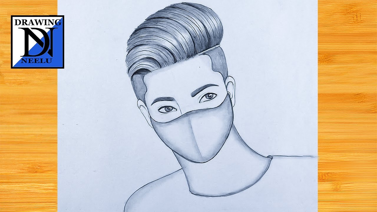 How to draw a Boy with Mask | Pencil sketch for beginner | Easy ...