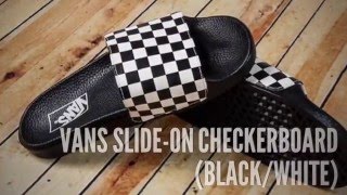 black checkered vans slides