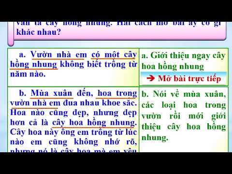 Tuần 25, Lớp 4, Video bài giảng môn Tiếng Việt, Luyện tập xây dựng mở bài trong bài văn miêu tả cây cối