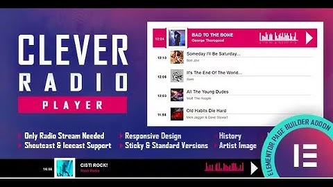 CLEVER   HTML5 Radio Player With History   Shoutcast and Icecast   Elementor Widget Addon