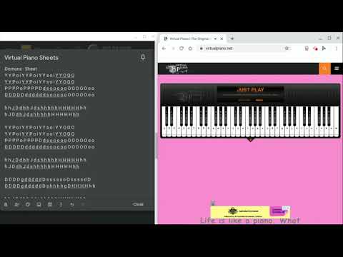 Demons Sheet Virtual Piano - lost boy virtual piano sheets roblox