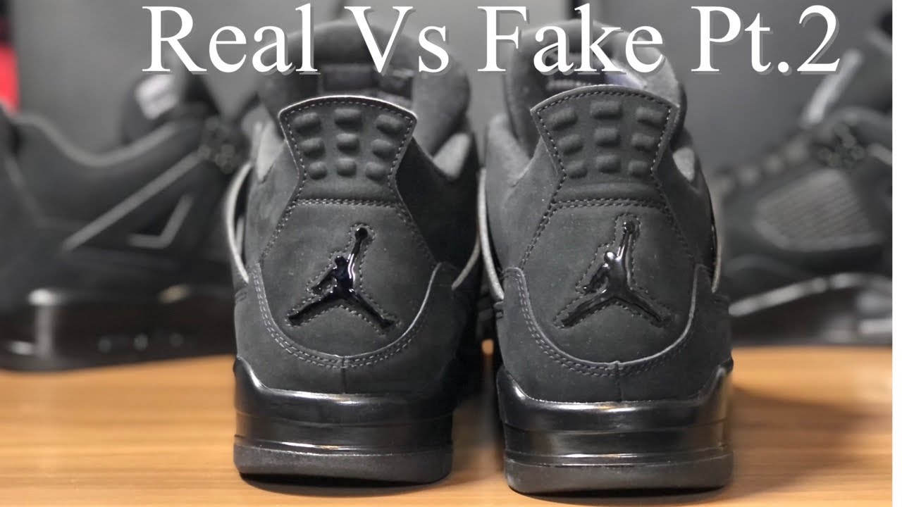 Latest Fake Black cat 4s Vs Retail pair 