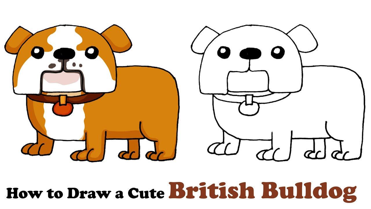 How To Draw a British Bulldog Easy (Cute Cartoon Drawing) - YouTube