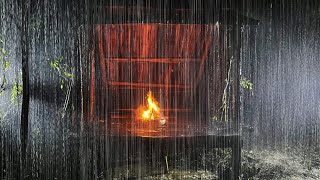 Sleep Instantly In 3 Minutes With Heavy Rain Campfire Thunder On Ancient Tent In Forest At Night