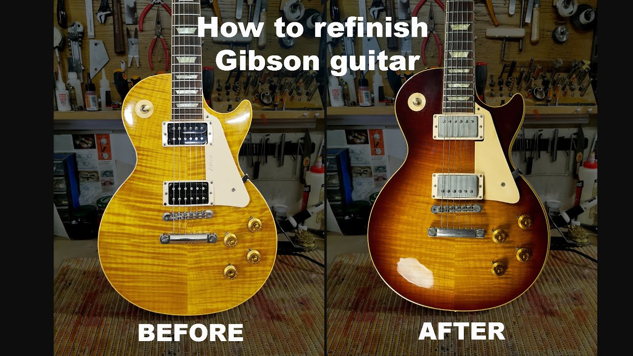 How to refinish Gibson guitar. Gibson les Paul Classic 1996 nitro refinish.  - YouTube