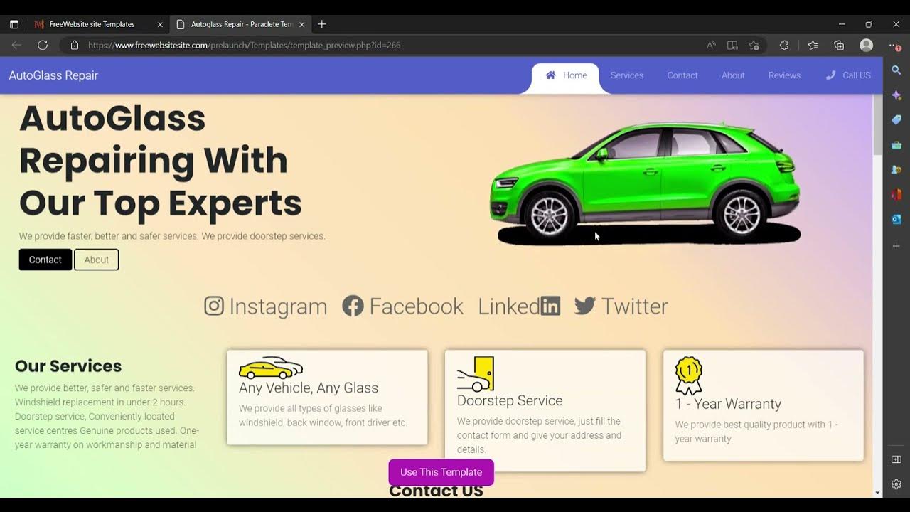 Easiest way to create publish an Autoglass Repair website with Year