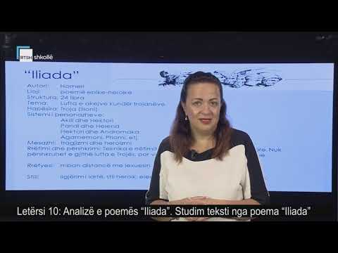 Letërsi 10 - Analizë e poemës "Iliada". Studim teksti nga poema "Iliada".