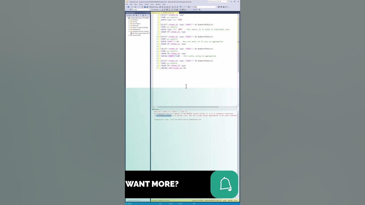 The sql server select statement in 60 seconds the having clause 