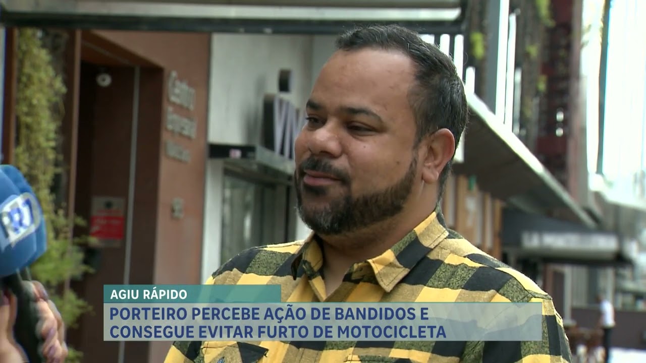 Porteiro percebe ação de bandidos impede furto de moto em Nova Lima, na Grande BH