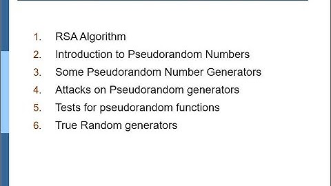 Introduction to Pseudorandom Numbers |RSA Algorithm | Hindi Urdu LECTURE 18