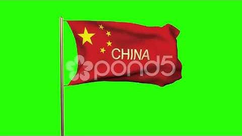 China Flag With Title Waving In The Wind. Looping Sun Rises Style. Animation