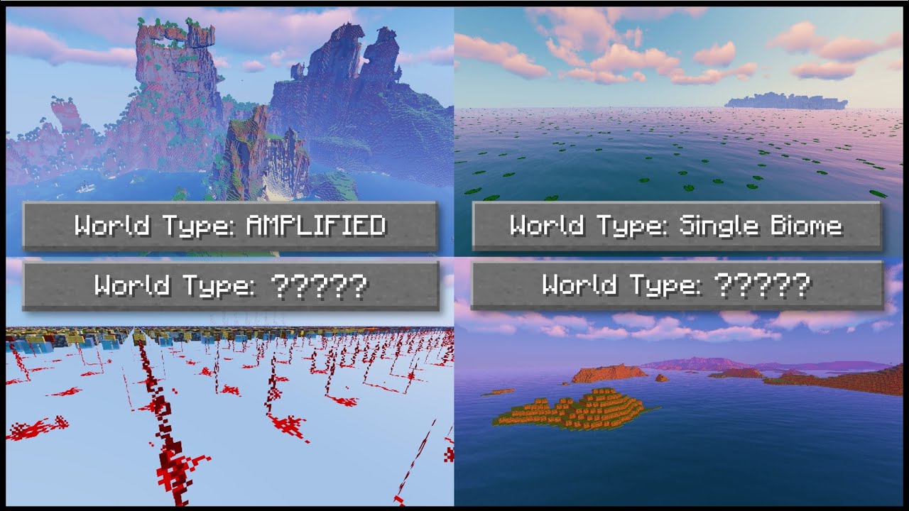 A comparison between original Minecraft and BetterGeo world generation.