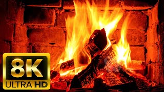 🔥 Crackling Fireplace 8K (12 HOURS). Burning Fireplace & Crackling Fire Sounds (NO Music)