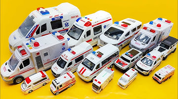 サイレン、音、車のドアを開けることができるシームレスな救急車。救急車のおもちゃのコレクションは違いがいっぱいです