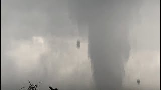 Drone chases MASSIVE TORNADO AND GORILLA HAIL in the Pecos Valley of Texas!