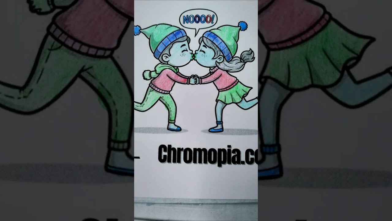 Cute Romantic Couple and Playful Mistletoe 👫🌿 | Colored pencils ASMR Coloring