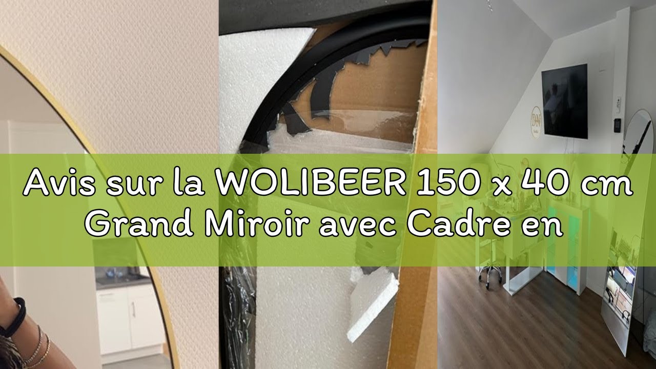 Miroir Sur Pied Pleine Longueur 150x40 Cm - Cadre Aluminium Noir, Pour Chambre, Salon, Entrée