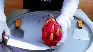 Red dragon fruit ice cream rolls street food - ايسكريم رول فاكهة التنين