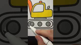Speed Coloring an Excavator 🚜 | Quick, Relaxing Art #excavator #speedcoloring #shorts