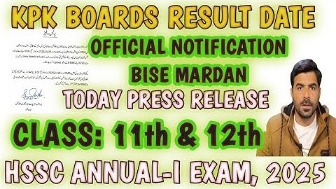 KPK Board result 2025 : Class 11 & 12 HSSC Annual-I exam result date | BISE Mardan