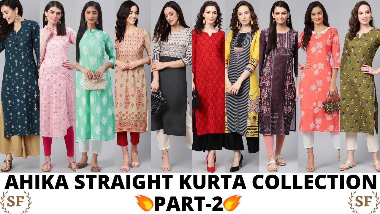Ahika Straight Kurta Collection Part-1 kurta design for girls myntra kurti  haul latestnewkurtidesign - YouTube