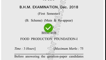 2018 Dcrust BHM 1st Sem Food Production Foundation Question Paper