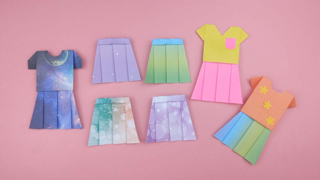 摺紙可愛的迷你褶皺裙，搭配T卹太美了，手工DIY摺紙教程| Origami Pleated skirt