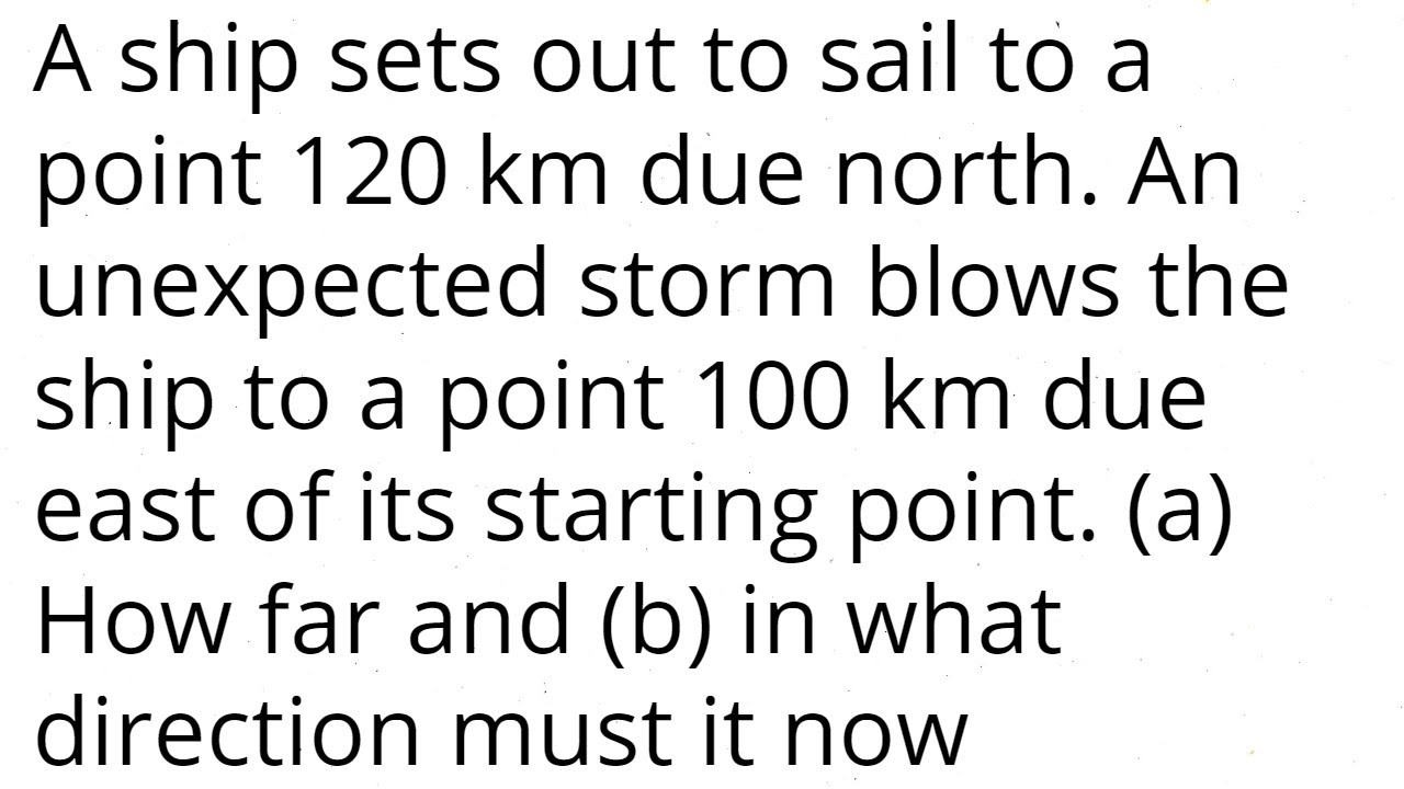 A Ship Sets Out To Sail To A Point 120 Km North. A Unexpected Storm Blows The Ship To A Point 100 Km