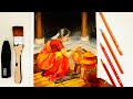 Pencil drawing video of Indian Village girl | Recreating S.Elayaraja&#39;s painting using color pencil