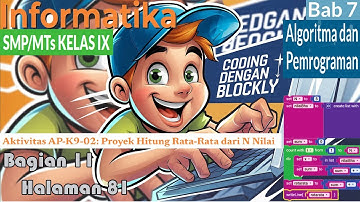 rata rata dengan blockly informatika kelas 9 bab 7 Algoritma dan pemrograman,   bag 11 hal 81