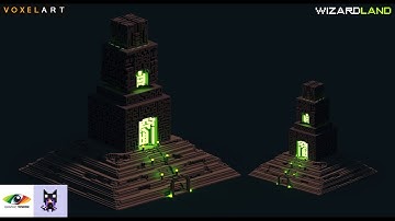 MagicaVoxel Wizard Temple Land Scene + Light Emission ( Speed Art )