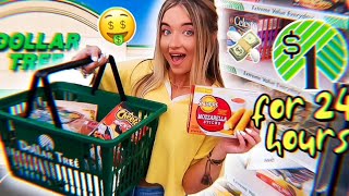 Eating Only DOLLAR STORE FOODS For 24 HOURS CHALLENGE!