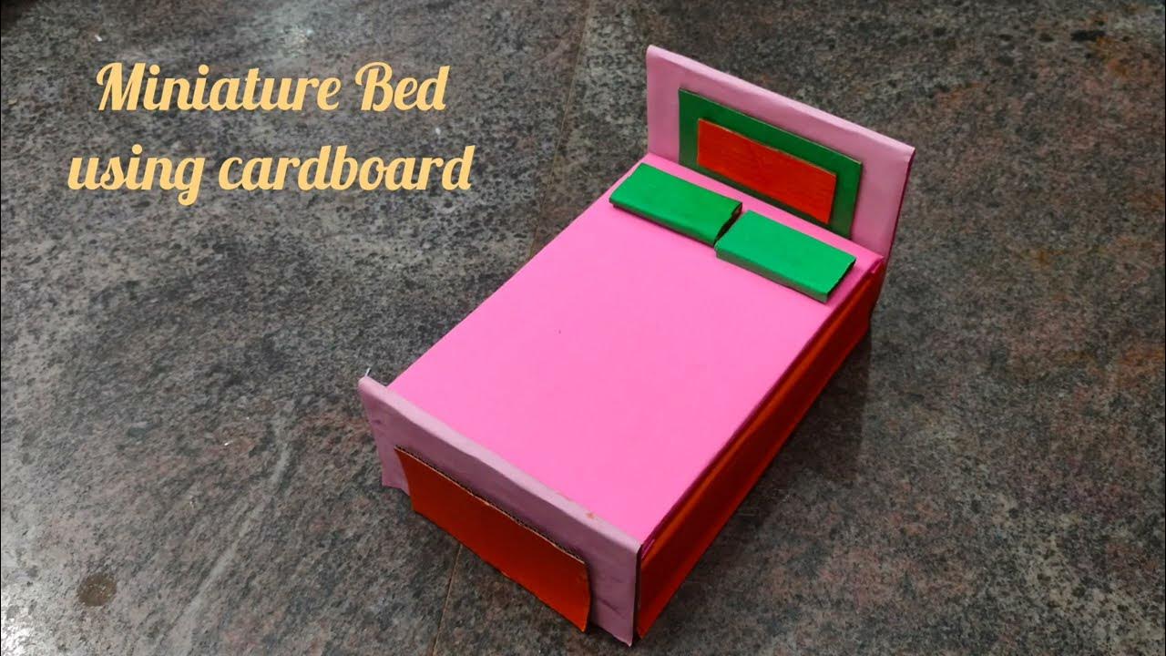 How to make miniature Bed using cardboard, Cardboard crafts, DIY,miniatureOur_Happy_Times YouTube