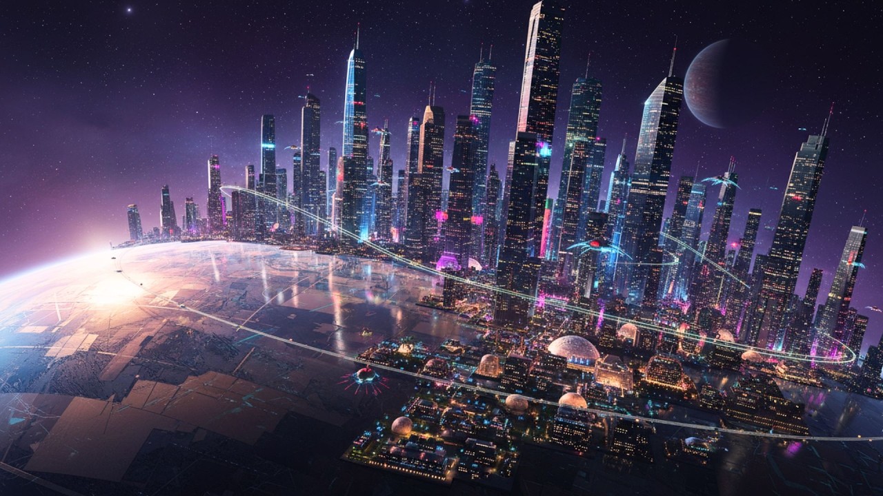 City of Tomorrow 4K | Futuristic Sci-Fi Soundscape | Smart Streets, Drones & Robots
