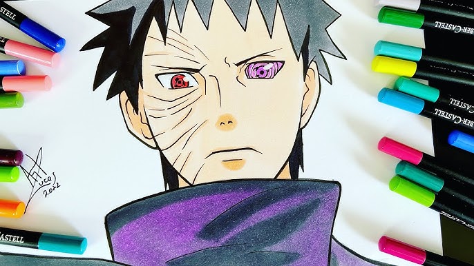 Como desenhar OBITO UCHIHA de Naruto 