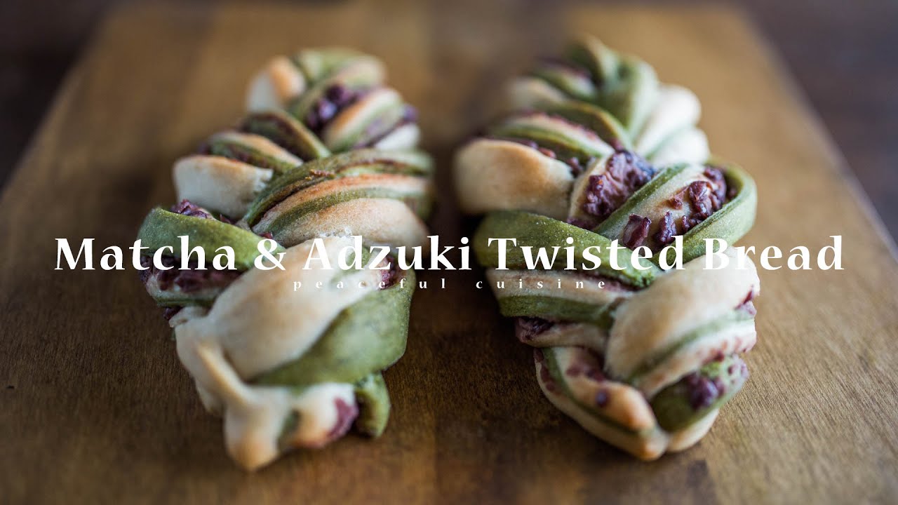 Matcha & Adzuki Twisted Bread (vegan) ☆ 抹茶と小豆のツイストパンの作り方