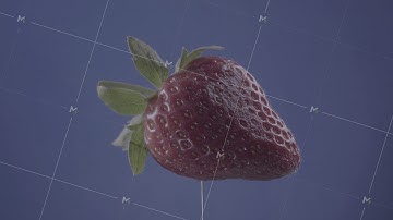 Strawberry rotating with loop on blue screen for chroma key