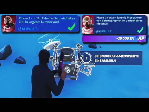 Erhalte dein nächstes Ziel in Logjam Lumberyard & Sammle Messwerte von Seismographen (Fortnite)