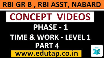 Concept Video for Phase 1 - Time & Work Level 1 (Part 4) | RBI Gr B | RBI Asst | NABARD |