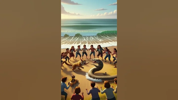 The big fight cat vs cat snake.Verry Dangerous Fight  in Beach.. #shortsfeed #shortsyoutube #shorts