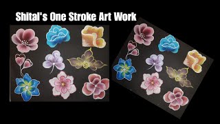 Top 9 flowers for beginners in One Stroke Painting| Simple flower by using easy strokes