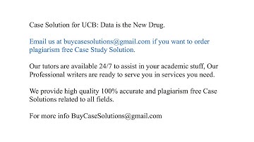 Case Solution UCB Data is the New Drug