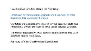 Case Solution UCB Data is the New Drug