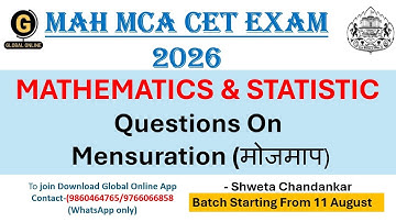MAH MCA CET Exam 2026| Mathematics& statistic|Questions On Mensurationमोजमाप​| By Shweta Chandankar